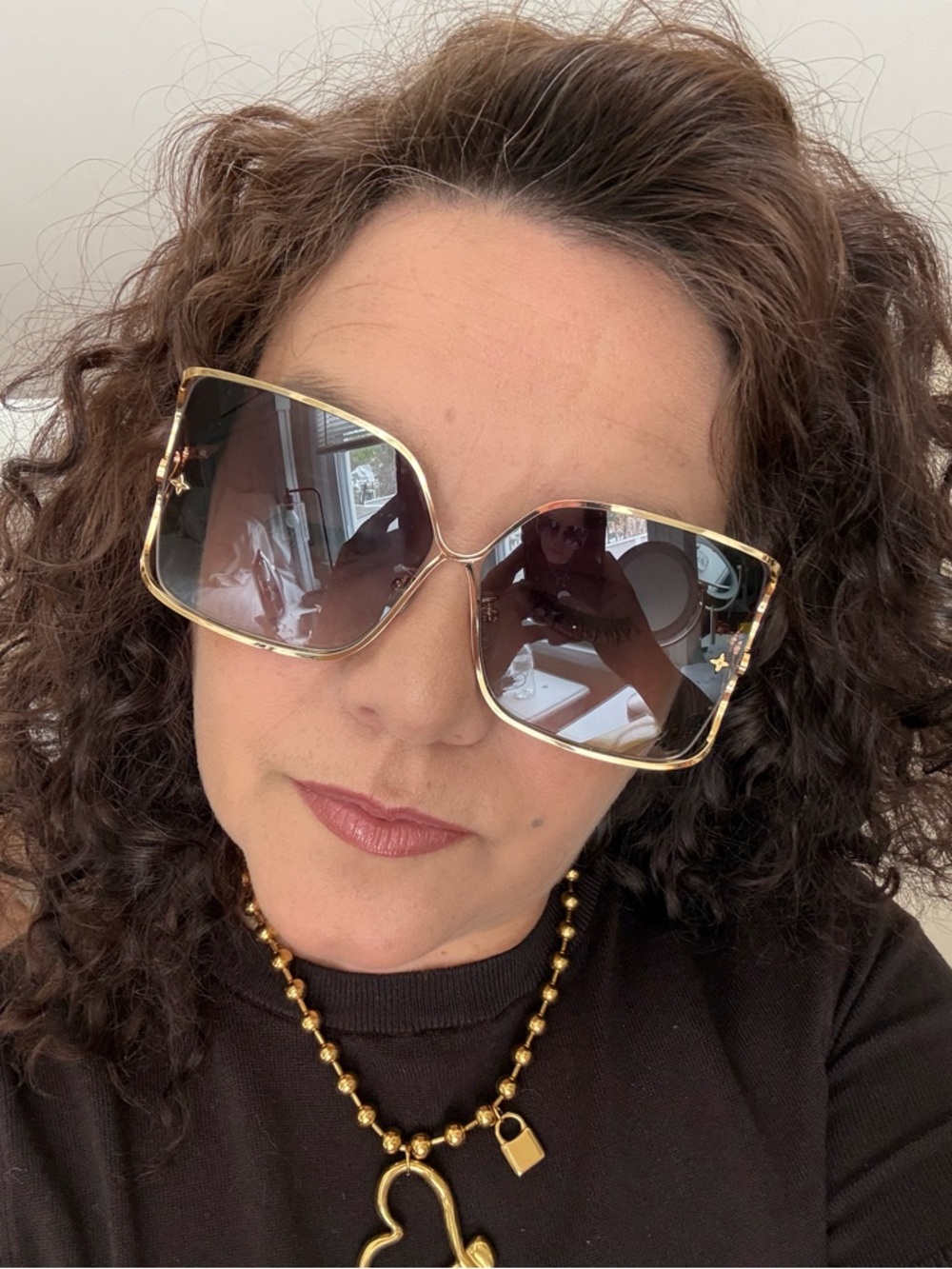 Louis Vuitton Gold Frame Oversized Square Sunglasses with Brown Gradient Lenses